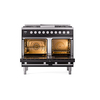 ILVE UPD40FWMPBKLP Professional Plus II 40" Dual Fuel Range, oven doors opened