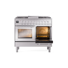 ILVE UPD40FWMPSS Professional Plus II 40" Dual Fuel Range, side oven door opened