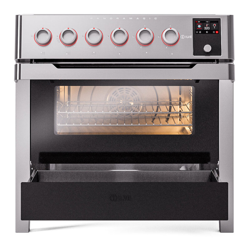 ILVE_UPMI09S3SS_Panoramagic_36"_Induction_Range_drawer_opened