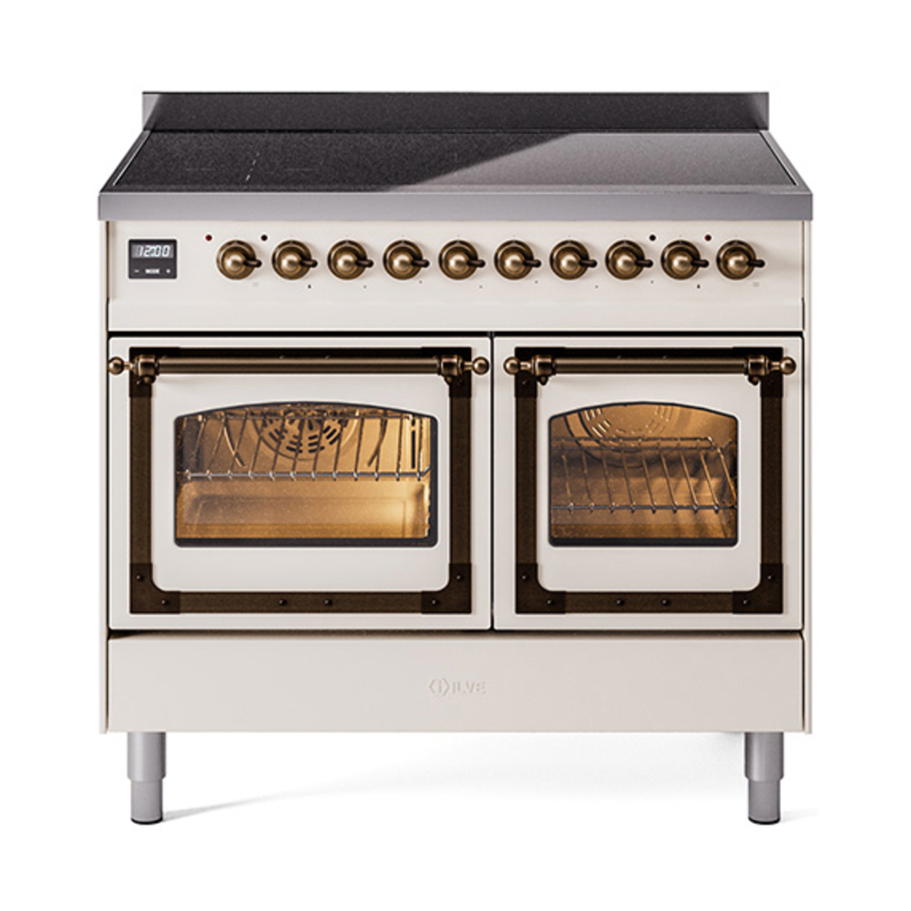 ILVE UNDI406NMPAWB Nostalgie II Noblesse 40" Induction Range  (Triple Glass Door, Antique White, Burnished)