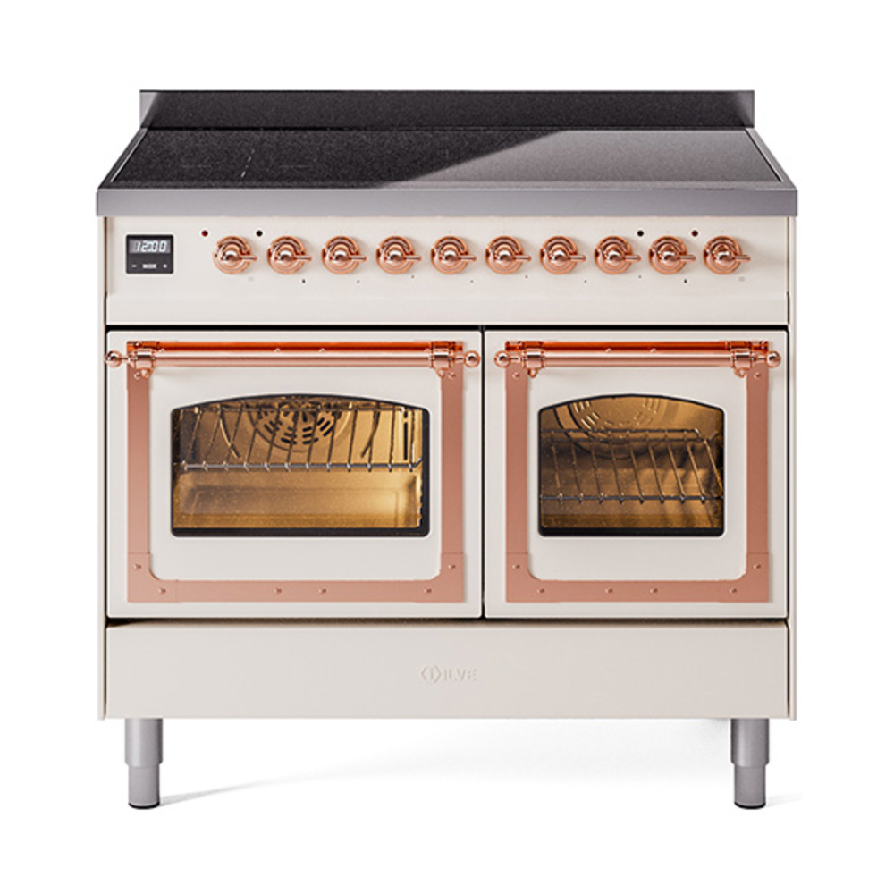 ILVE UNDI406NMPAWP Nostalgie II Noblesse 40" Induction Range  (Triple Glass Door, Antique White, Copper)