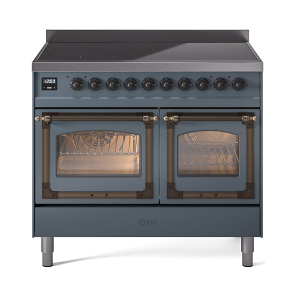 ILVE UNDI406NMPBGB Nostalgie II Noblesse 40" Induction Range  (Triple Glass Door, Blue Grey, Bronze)