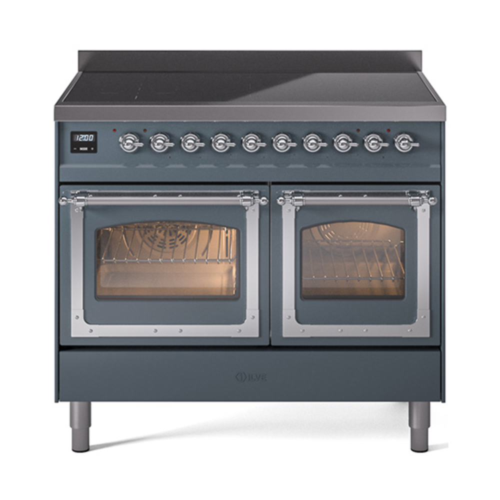 ILVE UNDI406NMPBGC Nostalgie II Noblesse 40" Induction Range  (Triple Glass Door, Blue Grey, Chrome)