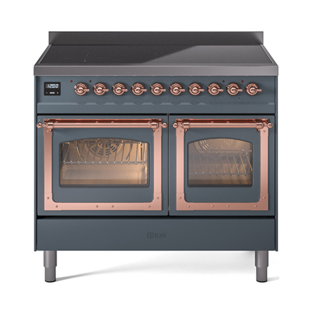 ILVE UNDI406NMPBGP Nostalgie II Noblesse 40" Induction Range  (Triple Glass Door, Blue Grey, Copper)