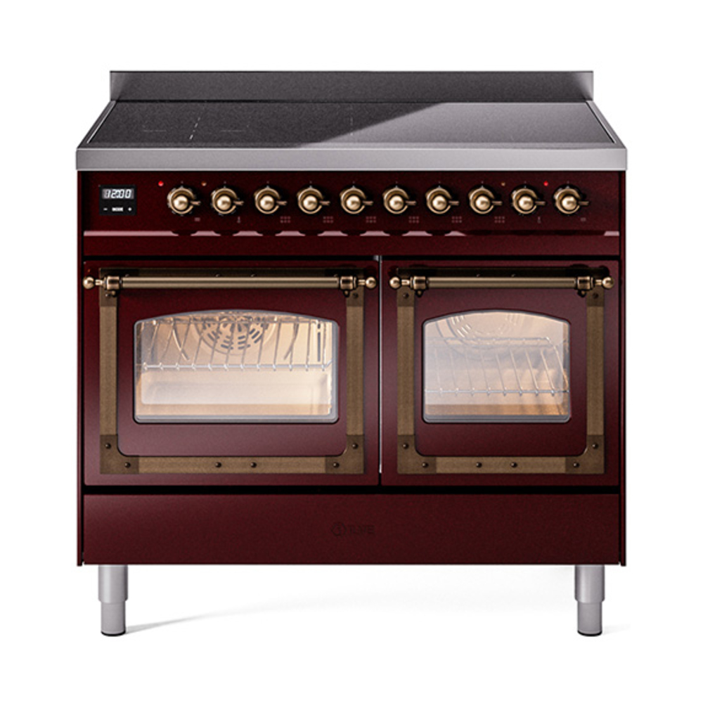 ILVE UNDI406NMPBUB Nostalgie II Noblesse 40" Induction Range  (Triple Glass Door, Burgundy, Burnished)