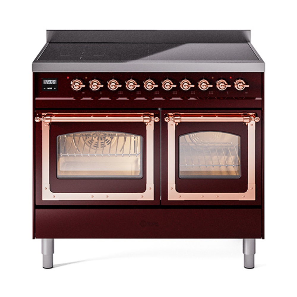 ILVE UNDI406NMPBUP Nostalgie II Noblesse 40" Induction Range  (Triple Glass Door, Burgundy, Copper)