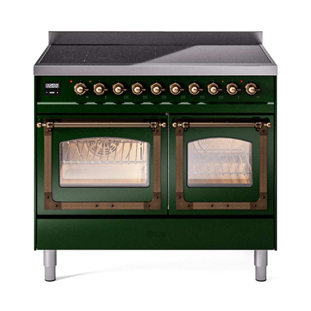 ILVE UNDI406NMPEGB Nostalgie II Noblesse 40" Induction Range  (Triple Glass Door, Emerald Green, Burnished)