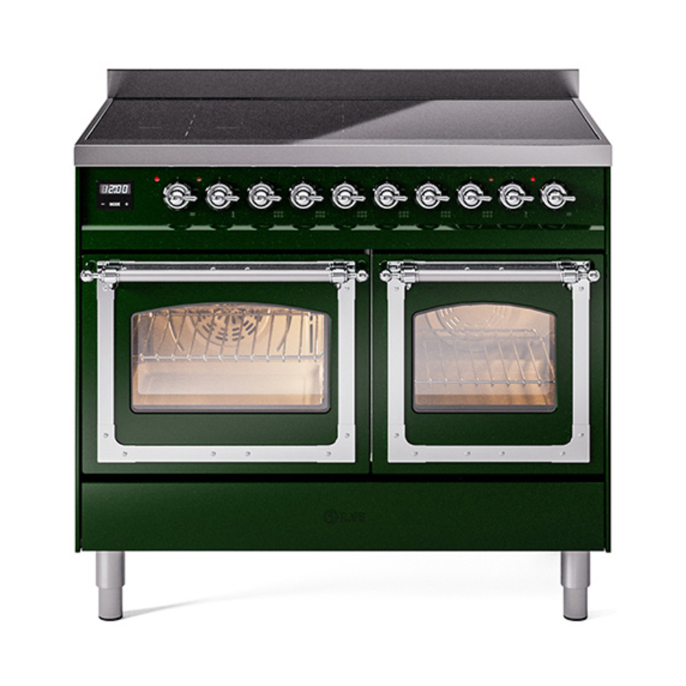 ILVE UNDI406NMPEGC Nostalgie II Noblesse 40" Induction Range  (Triple Glass Door, Emerald Green, Chrome)