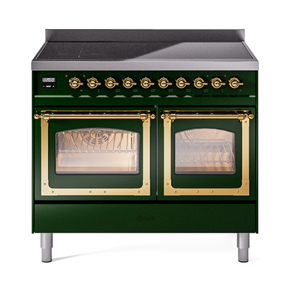 ILVE UNDI406NMPEGG Nostalgie II Noblesse 40" Induction Range  (Triple Glass Door, Emerald Green, Brass)