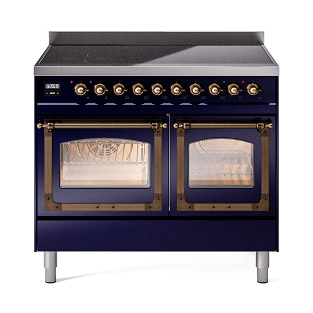 ILVE UNDI406NMPMBB Nostalgie II Noblesse 40" Induction Range  (Triple Glass Door, Midnight Blue, Bronze)