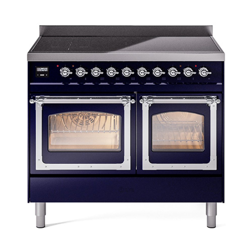 ILVE UNDI406NMPMBC Nostalgie II Noblesse 40" Induction Range  (Triple Glass Door, Midnight Blue, Chrome)