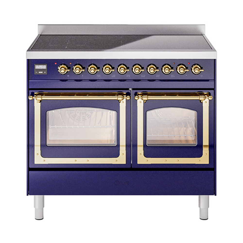 ILVE UNDI406NMPMBG Nostalgie II Noblesse 40" Induction Range  (Triple Glass Door, Midnight Blue, Brass)