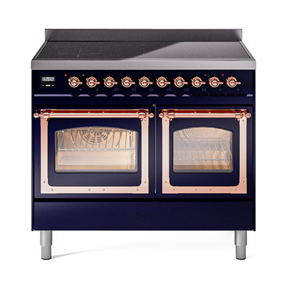 ILVE UNDI406NMPMBP Nostalgie II Noblesse 40" Induction Range  (Triple Glass Door, Midnight Blue, Copper)