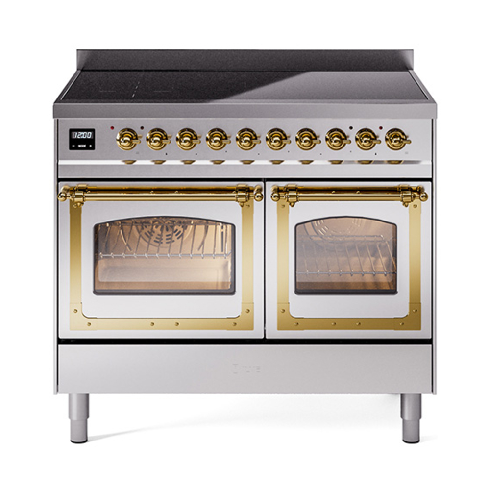 ILVE UNDI406NMPSSG Nostalgie II Noblesse 40" Induction Range  (Triple Glass Door, Stainless Steel, Brass)