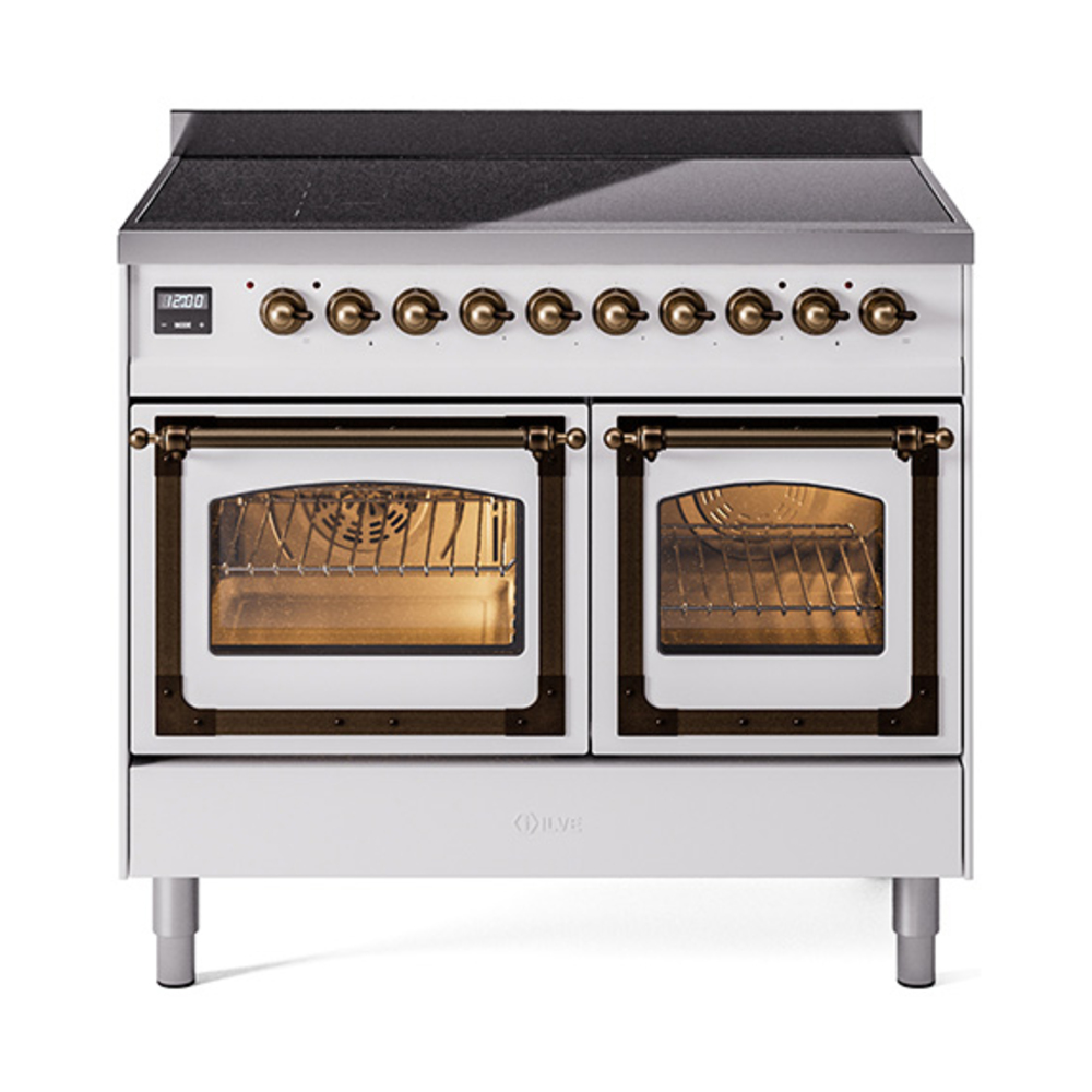 ILVE UNDI406NMPWHB Nostalgie II Noblesse 40" Induction Range  (Triple Glass Door, White, Bronze)