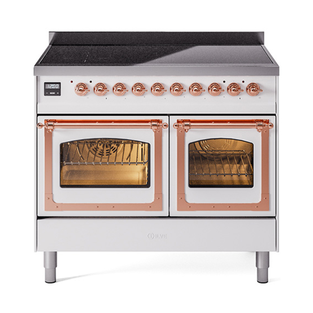 ILVE UNDI406NMPWHP Nostalgie II Noblesse 40" Induction Range  (Triple Glass Door, White, Copper)