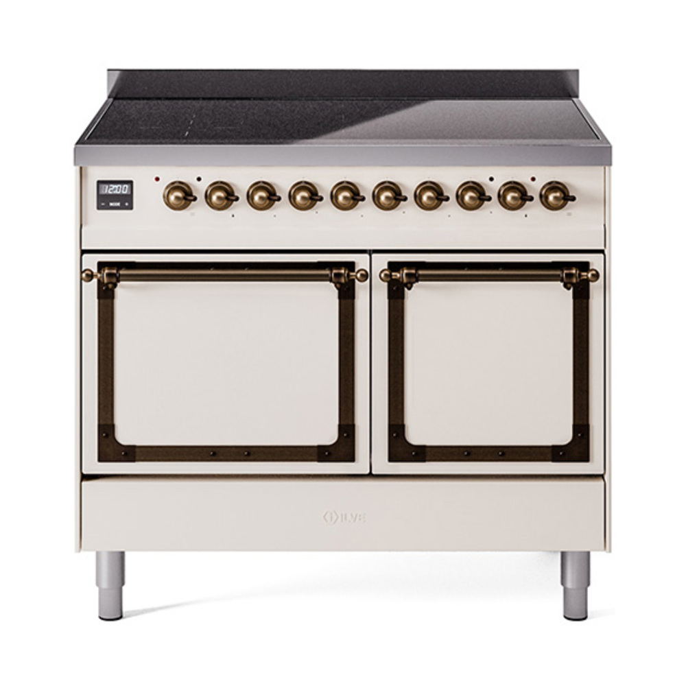 ILVE UNDI406QNMPAWB Nostalgie II Noblesse 40" Induction Range  (Solid Door, Antique White, Bronze)