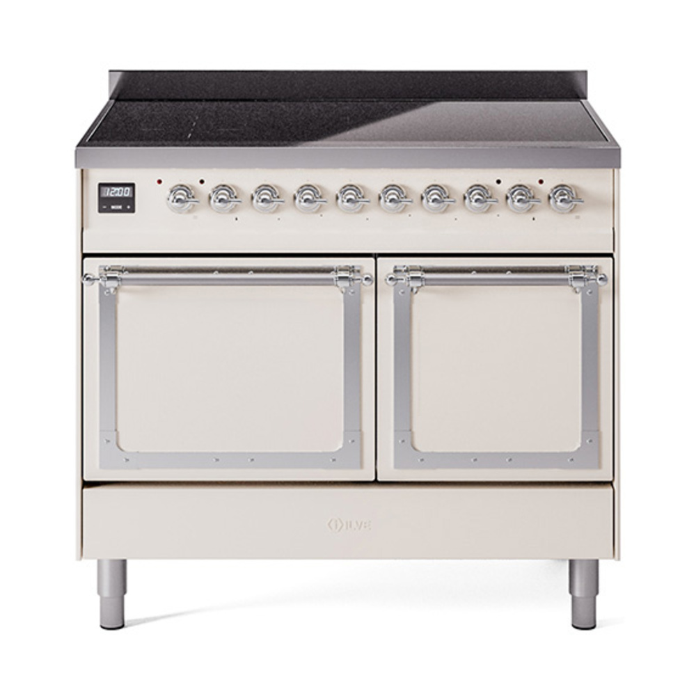 ILVE UNDI406QNMPAWC Nostalgie II Noblesse 40" Induction Range  (Solid Door, Antique White, Chrome)