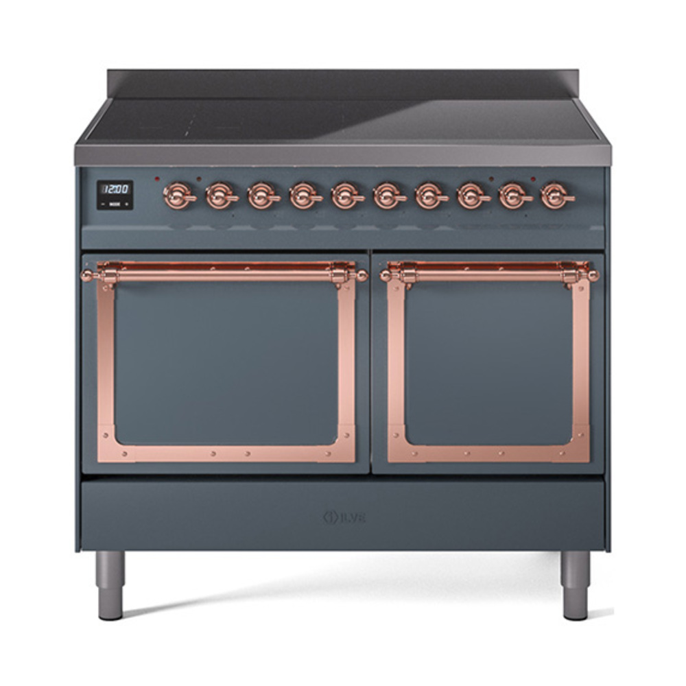 ILVE UNDI406QNMPBGP Nostalgie II Noblesse 40" Induction Range  (Solid Door, Blue Grey, Copper)