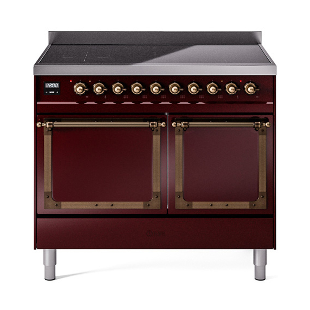 ILVE UNDI406QNMPBUB Nostalgie II Noblesse 40" Induction Range  (Solid Door, Burgundy, Bronze)