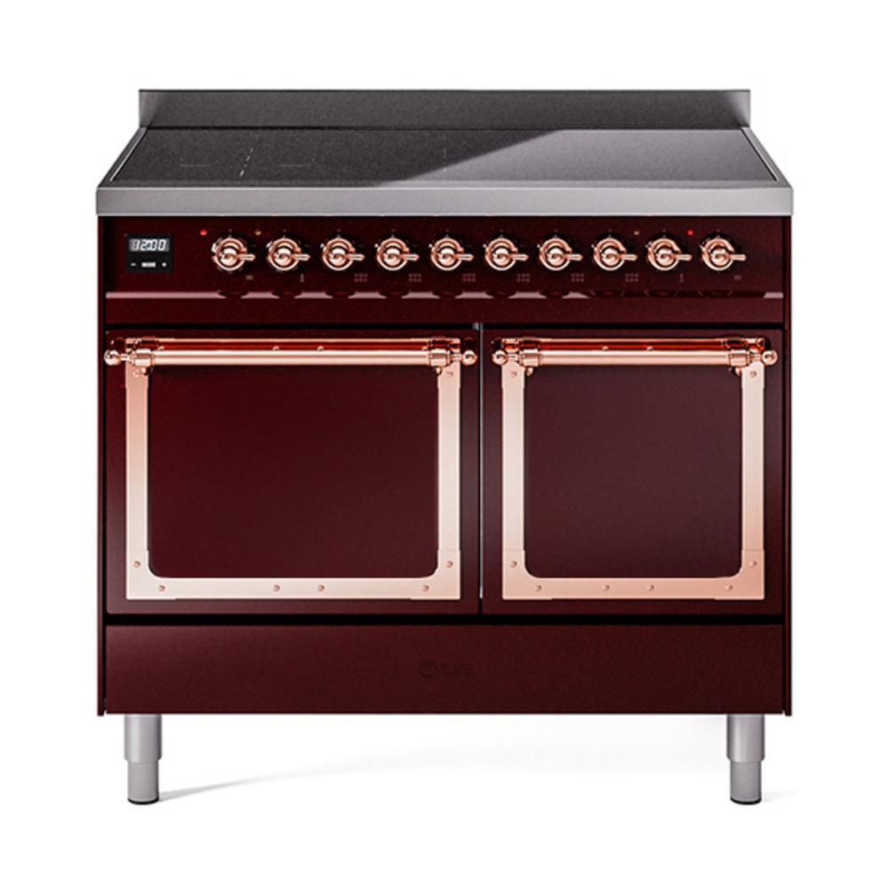 ILVE UNDI406QNMPBUP Nostalgie II Noblesse 40" Induction Range  (Solid Door, Burgundy, Copper)