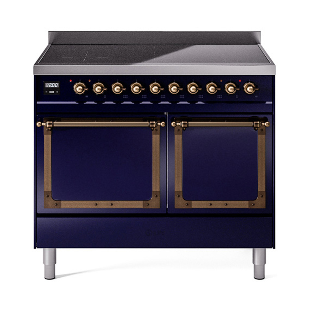 ILVE UNDI406QNMPMBB Nostalgie II Noblesse 40" Induction Range  (Solid Door, Midnight Blue, Bronze)