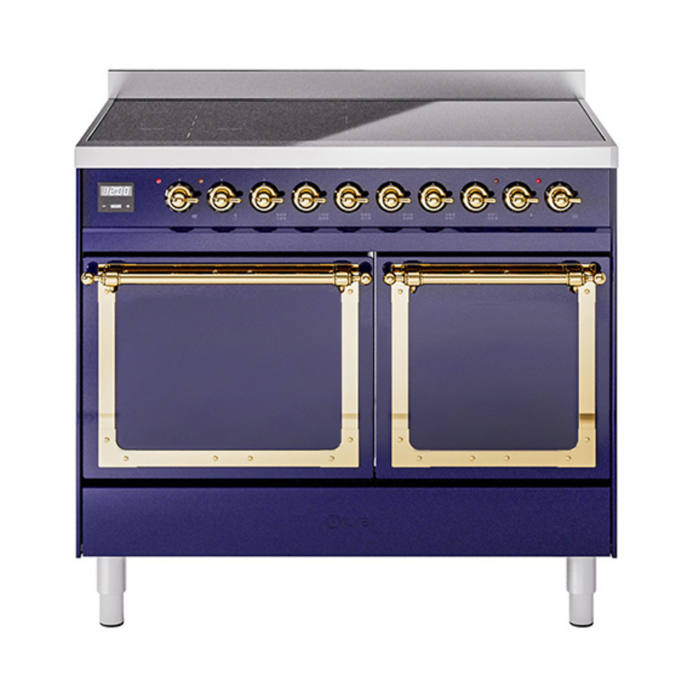 ILVE UNDI406QNMPMBG Nostalgie II Noblesse 40" Induction Range  (Solid Door, Midnight Blue, Brass)