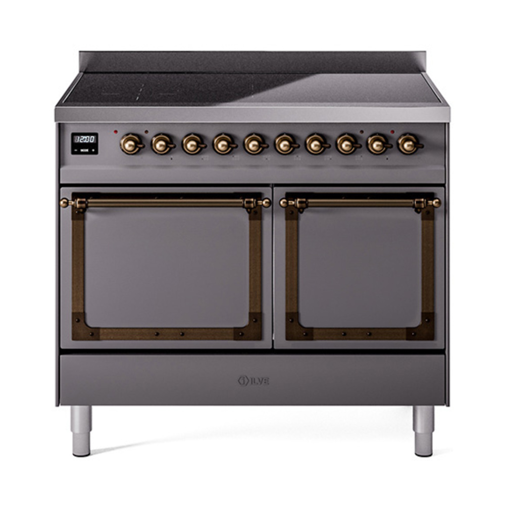 ILVE UNDI406QNMPMGB Nostalgie II Noblesse 40" Induction Range  (Solid Door, Graphite Matte, Burnished)