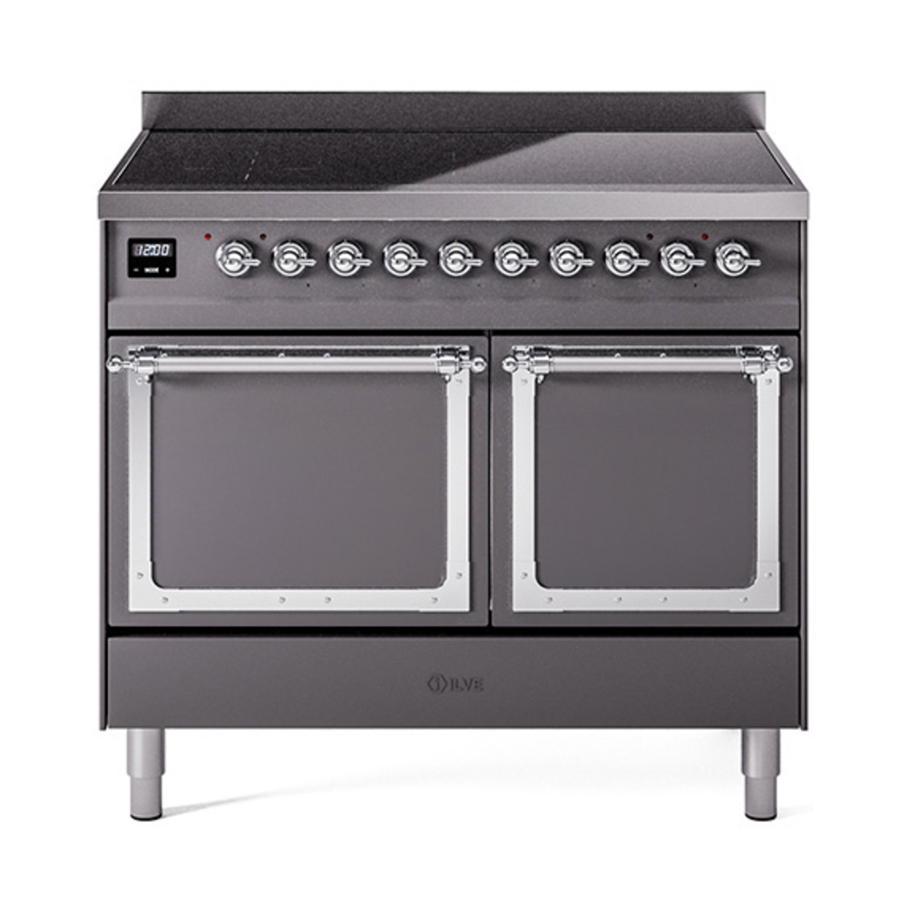 ILVE UNDI406QNMPMGC Nostalgie II Noblesse 40" Induction Range  (Solid Door, Graphite Matte, Chrome)