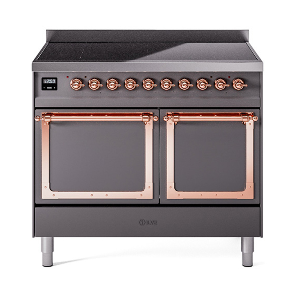 ILVE UNDI406QNMPMGP Nostalgie II Noblesse 40" Induction Range  (Solid Door, Graphite Matte, Copper)