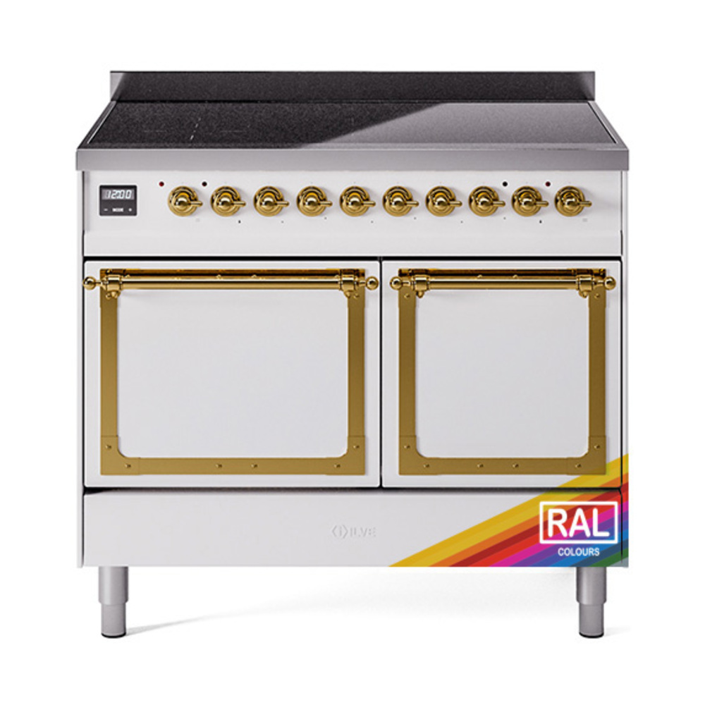 ILVE UNDI406QNMPRAG Nostalgie II Noblesse 40" Induction Range  (Solid Door, RAL, Brass)