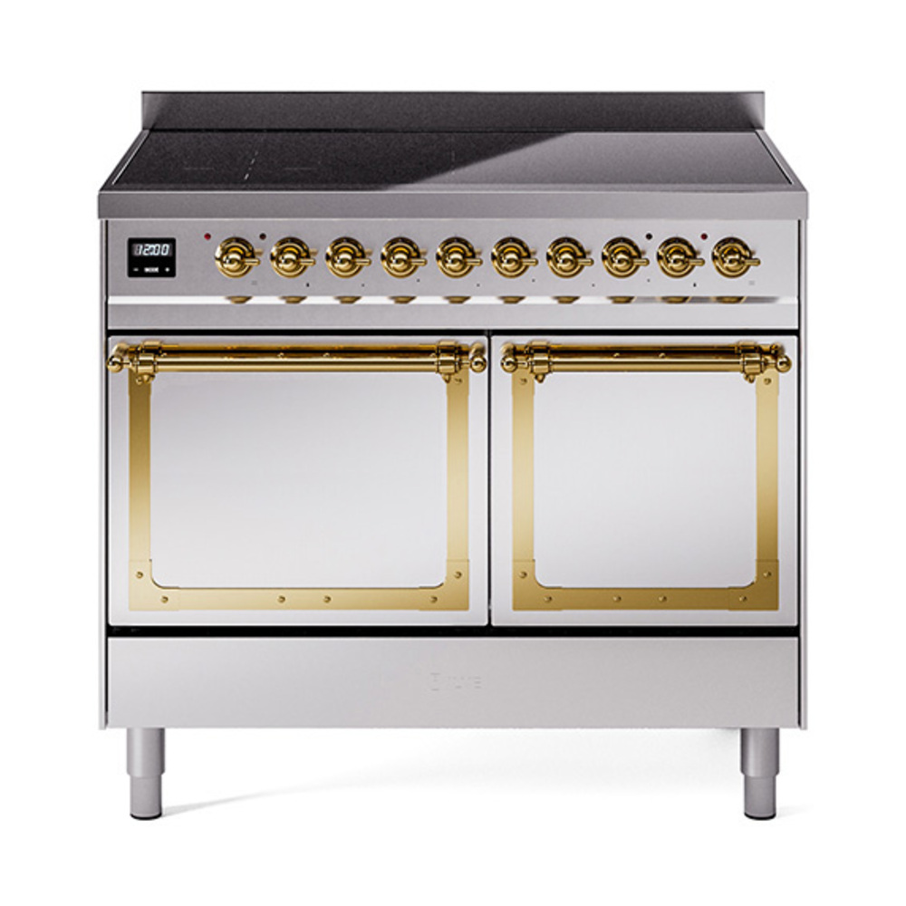 ILVE UNDI406QNMPSSG Nostalgie II Noblesse 40" Induction Range  (Solid Door, Stainless Steel, Brass)