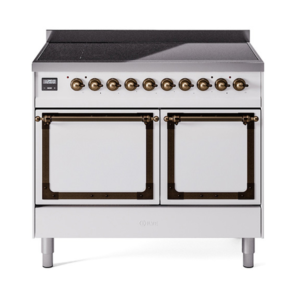 ILVE UNDI406QNMPWHB Nostalgie II Noblesse 40" Induction Range  (Solid Door, White, Bronze)