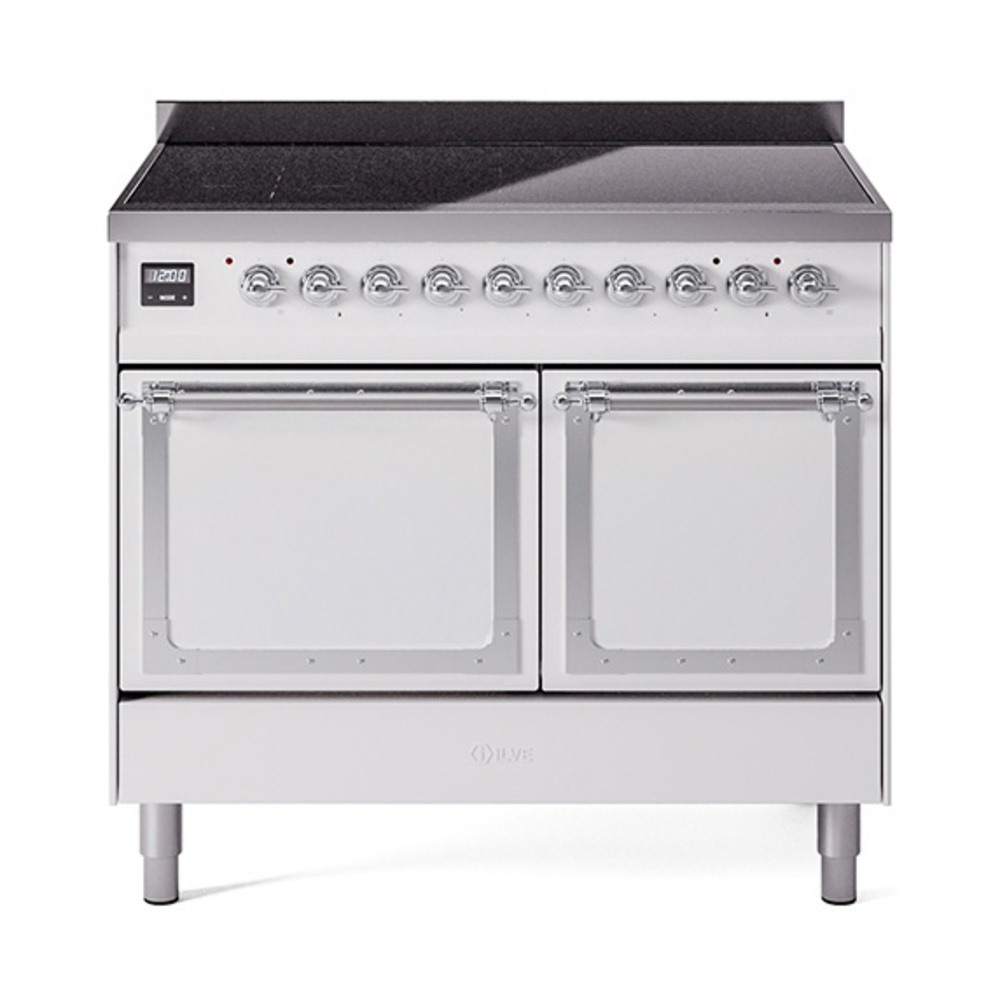 ILVE UNDI406QNMPWHC Nostalgie II Noblesse 40" Induction Range  (Solid Door, White, Chrome)