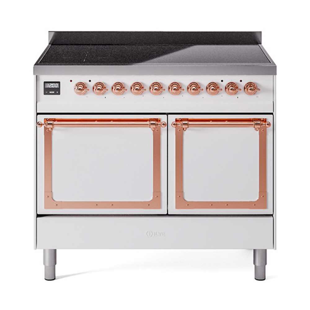 ILVE UNDI406QNMPWHP Nostalgie II Noblesse 40" Induction Range  (Solid Door, White, Copper)