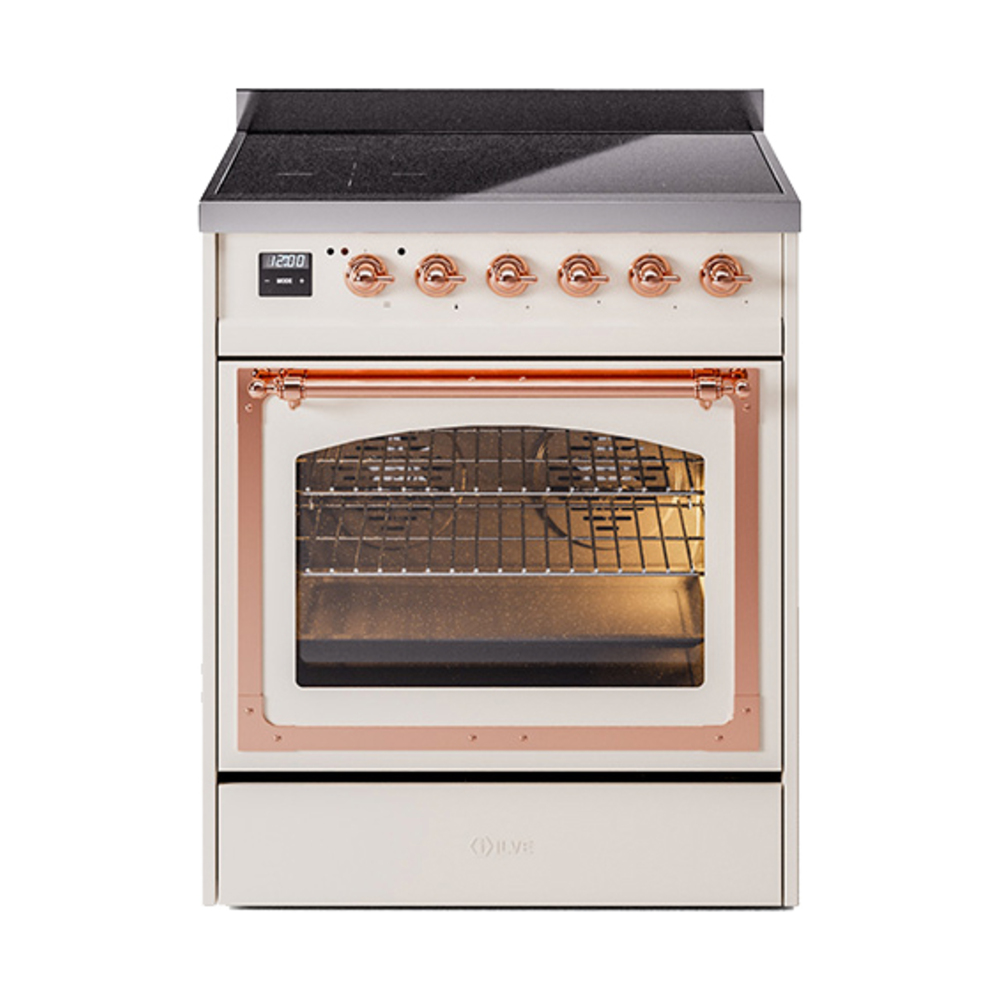 ILVE UNI304NMPAWP Nostalgie II Noblesse 30" Induction Range (Triple Glass Door, Antique White, Copper)