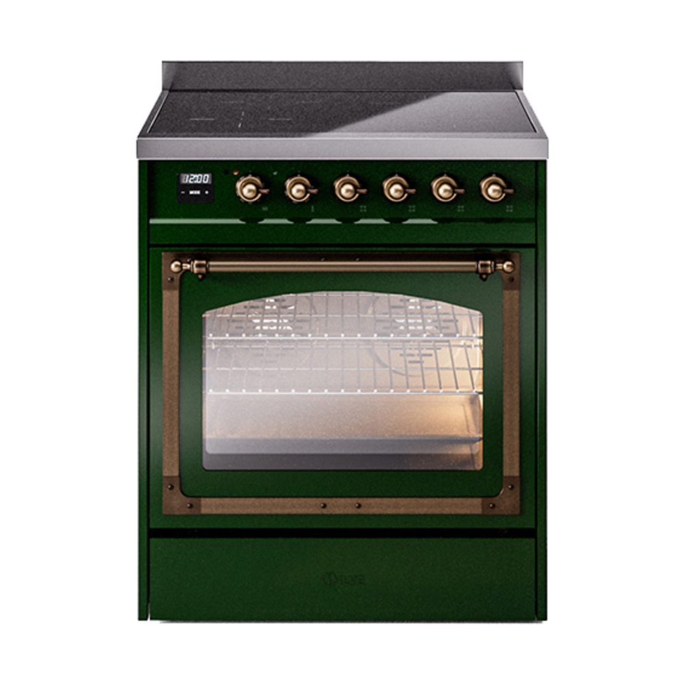 ILVE UNI304NMPEGB Nostalgie II Noblesse 30" Induction Range (Triple Glass Door, Emerald Green, Bronze)