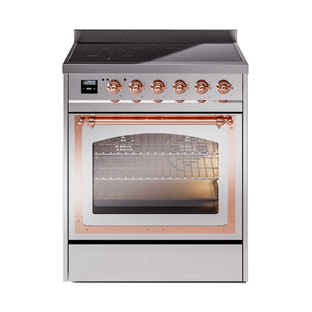 ILVE UNI304NMPSSP Nostalgie II Noblesse 30" Induction Range (Triple Glass Door, Stainless Steel, Copper)