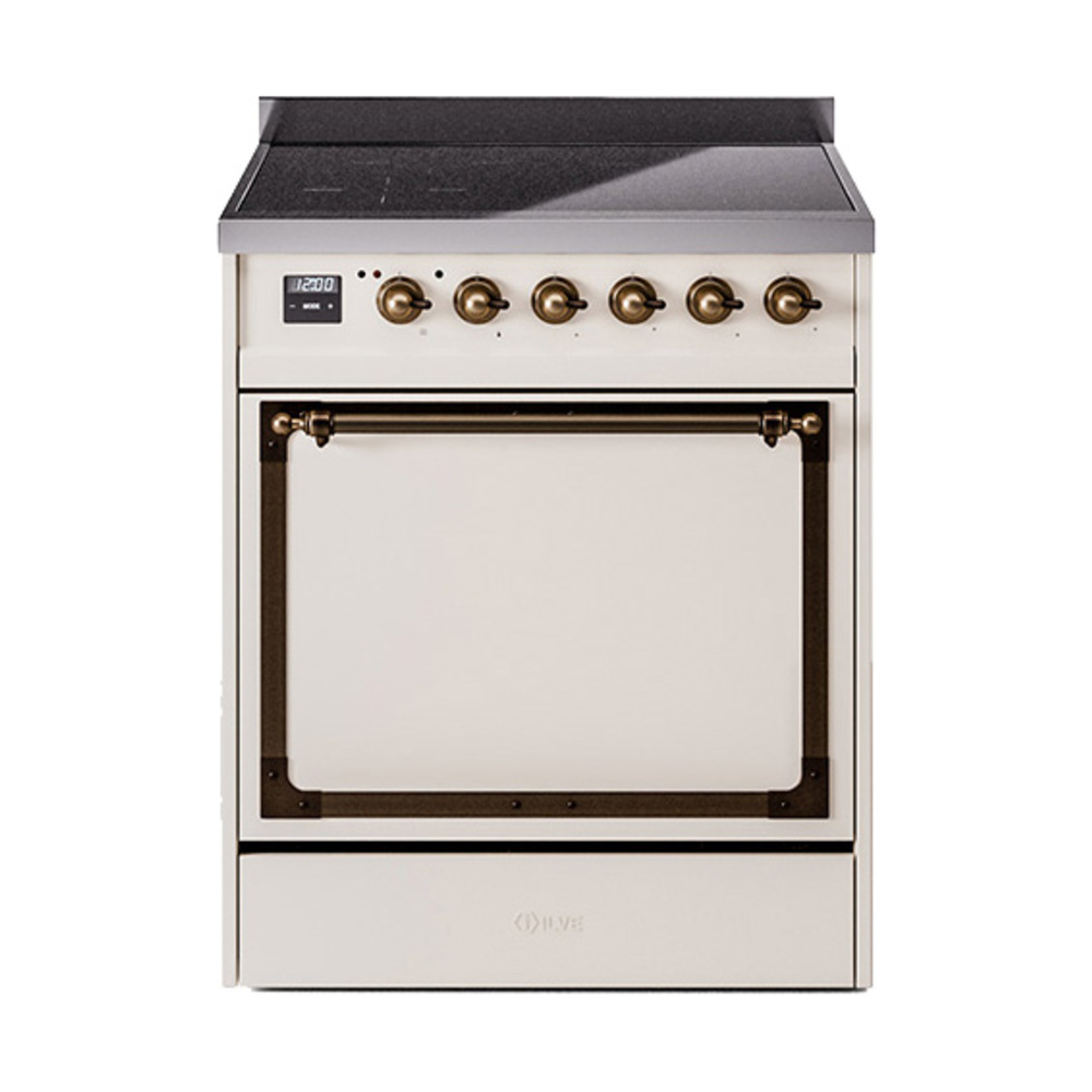 ILVE UNI304QNMPAWB Nostalgie II Noblesse 30" Induction Range (Solid Door, Antique White, Burnished)