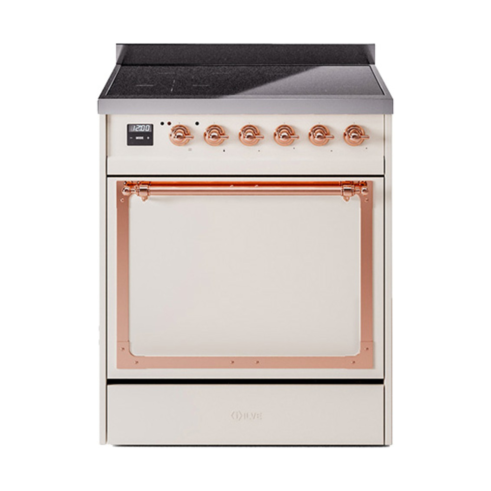 ILVE UNI304QNMPAWP Nostalgie II Noblesse 30" Induction Range (Solid Door, Antique White, Copper)