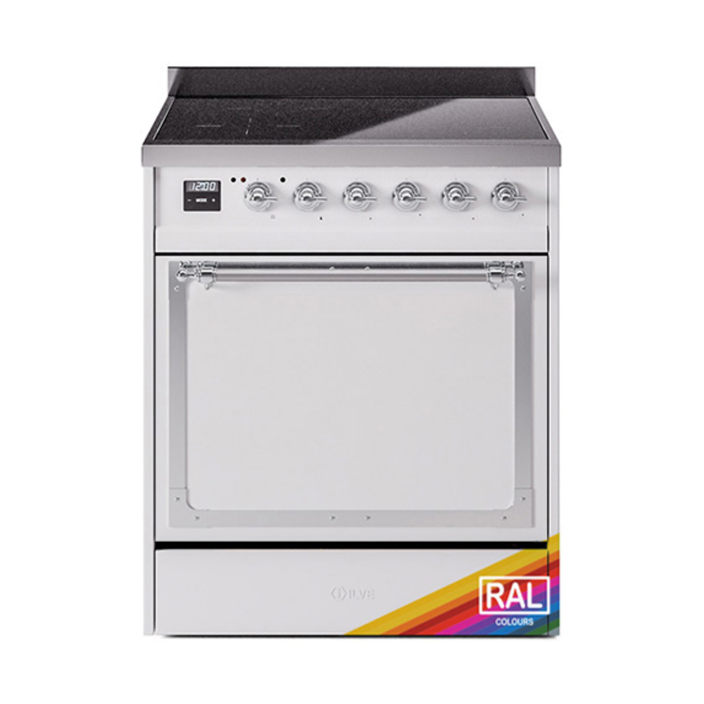 ILVE UNI304QNMPRAC Nostalgie II Noblesse 30" Induction Range (Solid Door, RAL, Chrome)