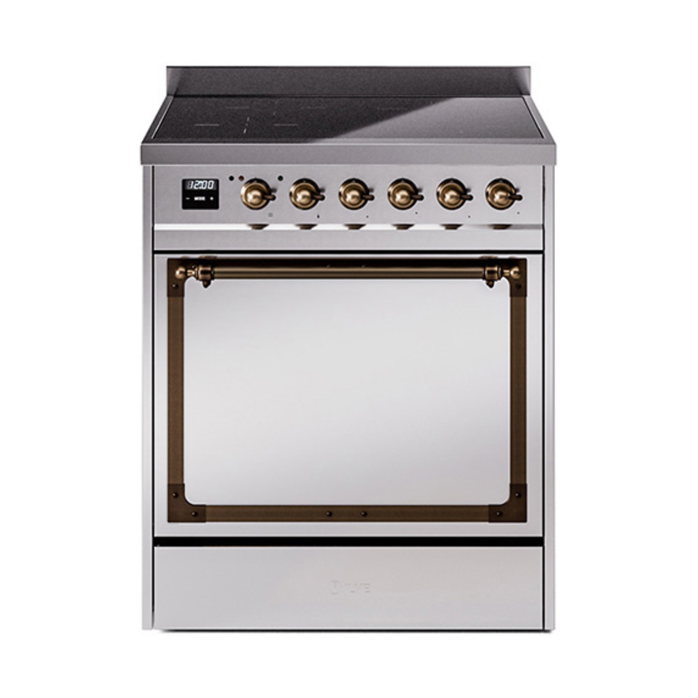 ILVE UNI304QNMPSSB Nostalgie II Noblesse 30" Induction Range (Solid Door, Stainless Steel, Bronze)