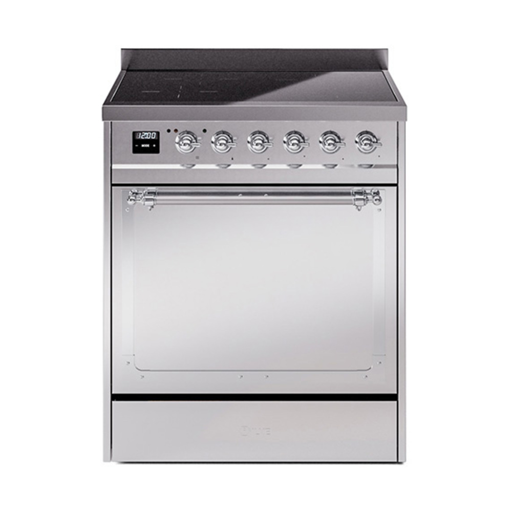 ILVE UNI304QNMPSSC Nostalgie II Noblesse 30" Induction Range (Solid Door, Stainless Steel, Chrome)