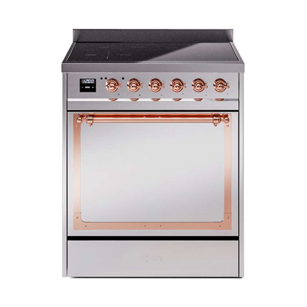 ILVE UNI304QNMPSSP Nostalgie II Noblesse 30" Induction Range (Solid Door, Stainless Steel, Copper)