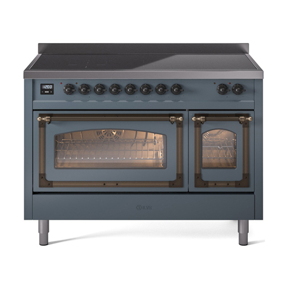 ILVE UNI486NMPBGB Nostalgie II Noblesse 48" Induction Range  (Triple Glass Door, Blue Grey, Bronze)