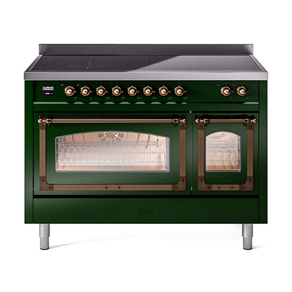 ILVE UNI486NMPEGB Nostalgie II Noblesse 48" Induction Range  (Triple Glass Door, Emerald Green, Bronze)