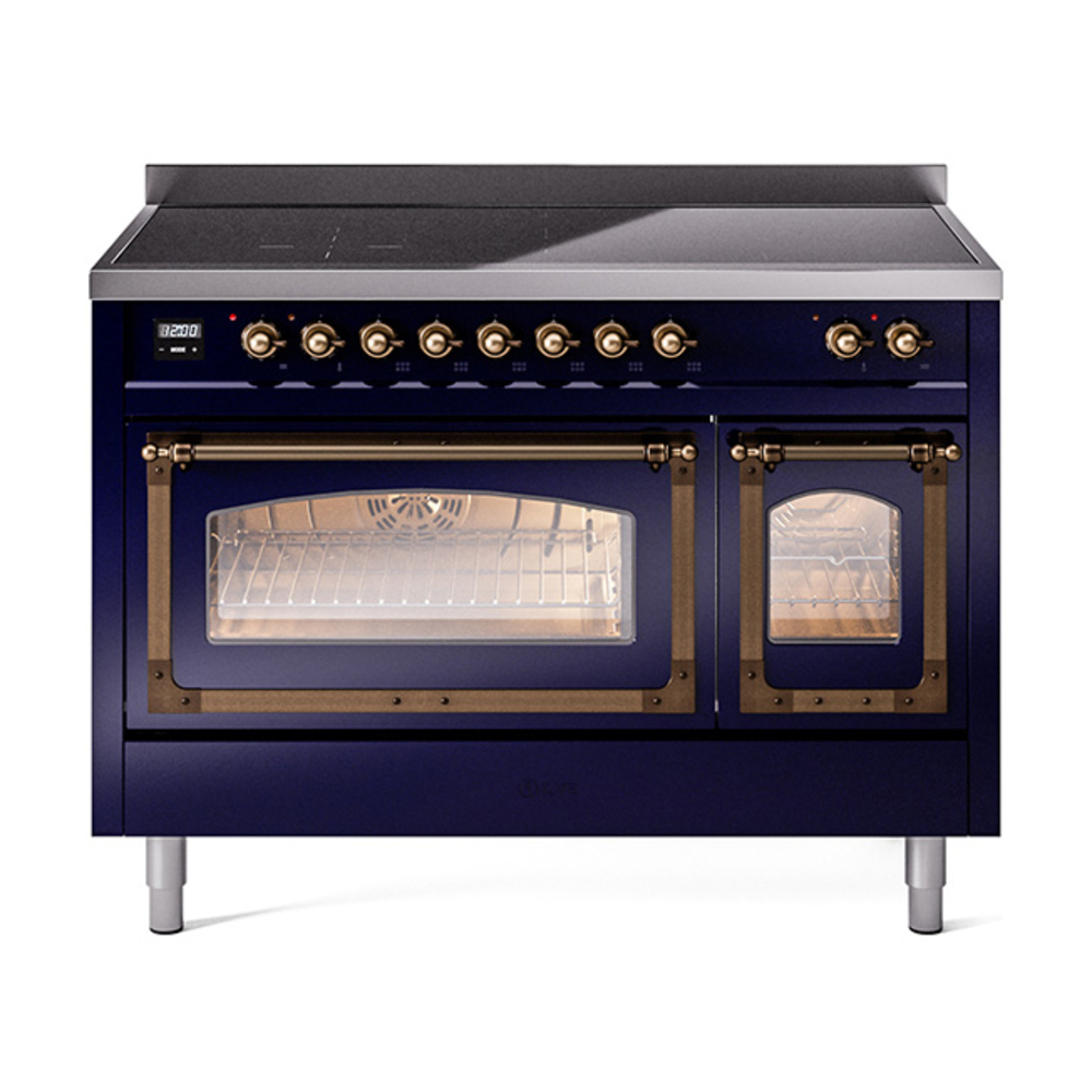 ILVE UNI486NMPMBB Nostalgie II Noblesse 48" Induction Range  (Triple Glass Door, Midnight Blue, Burnished)