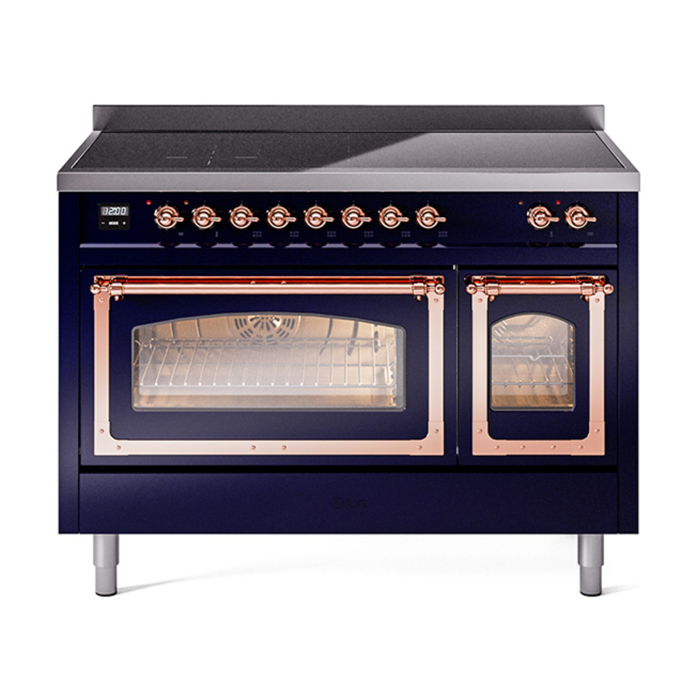 ILVE UNI486NMPMBP Nostalgie II Noblesse 48" Induction Range  (Triple Glass Door, Midnight Blue, Copper)