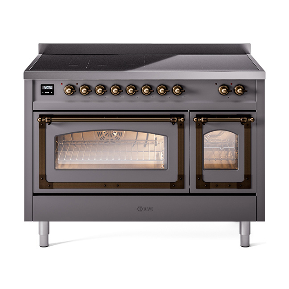 ILVE UNI486NMPMGB Nostalgie II Noblesse 48" Induction Range  (Triple Glass Door, Graphite Matte, Burnished)