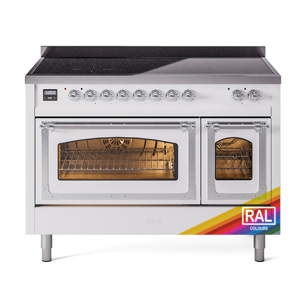 ILVE UNI486NMPRAC Nostalgie II Noblesse 48" Induction Range  (Triple Glass Door, RAL, Chrome)